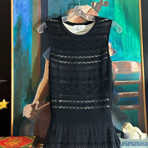 John + Jenn Black Textured Midi Dress Small - Picture 14 of 16